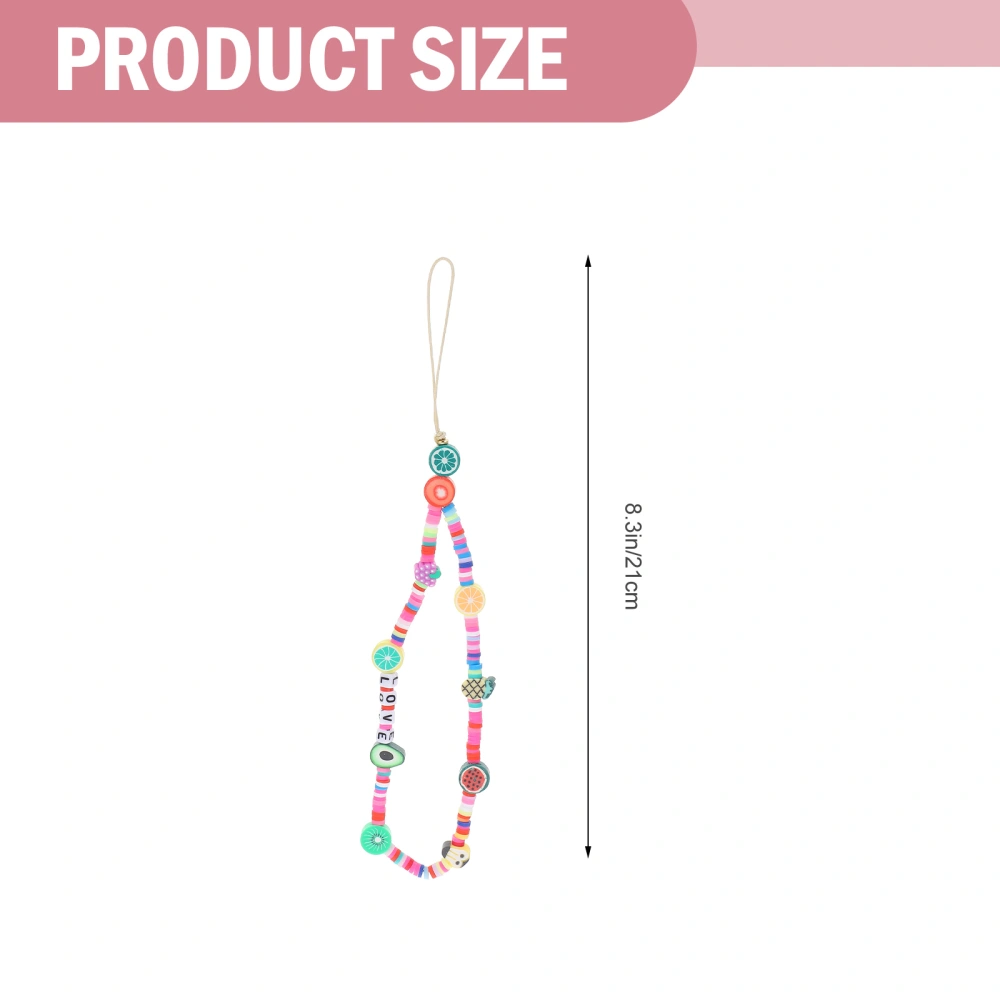 2pcs Fruit Beaded Mobile Phone Lanyard Cellphone Wrist Strap Anti-lost Strap Random Style