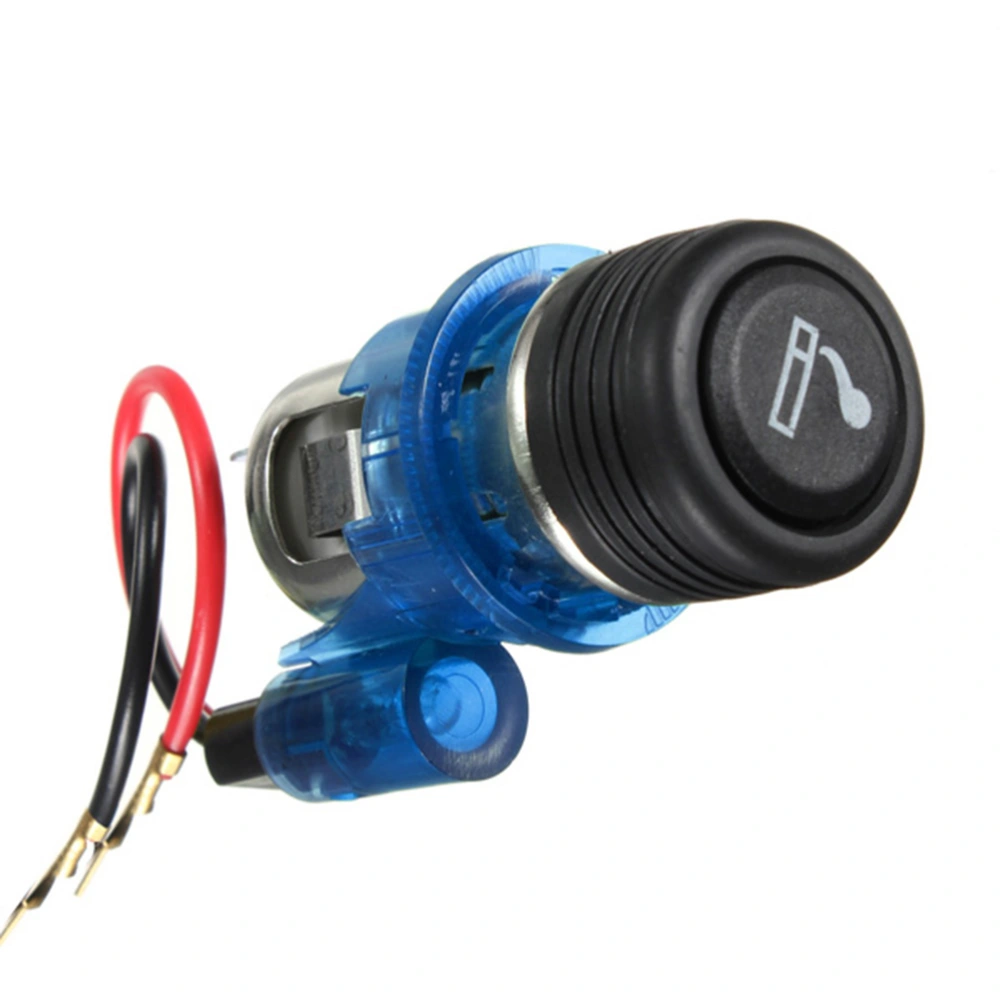 Universal Illuminous Car Cigarette Lighter Assembly 12V for Auto Motorcycle with Socket & Cable (Blue)