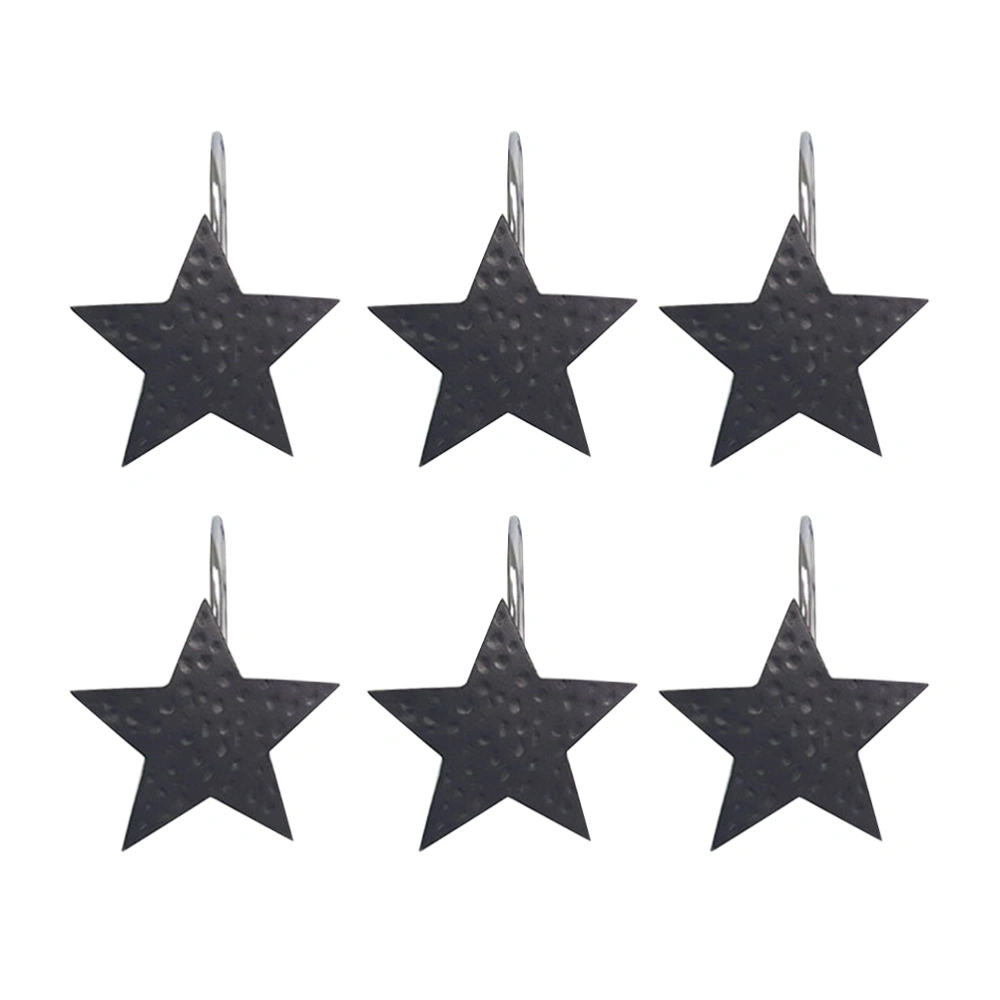 12pcs Bathroom Shower Curtain Hooks Pentagonal Shape Glide Rings Bath Drape Loop Rustproof Resin Hangers for Home Bathroom Accessories (Black)