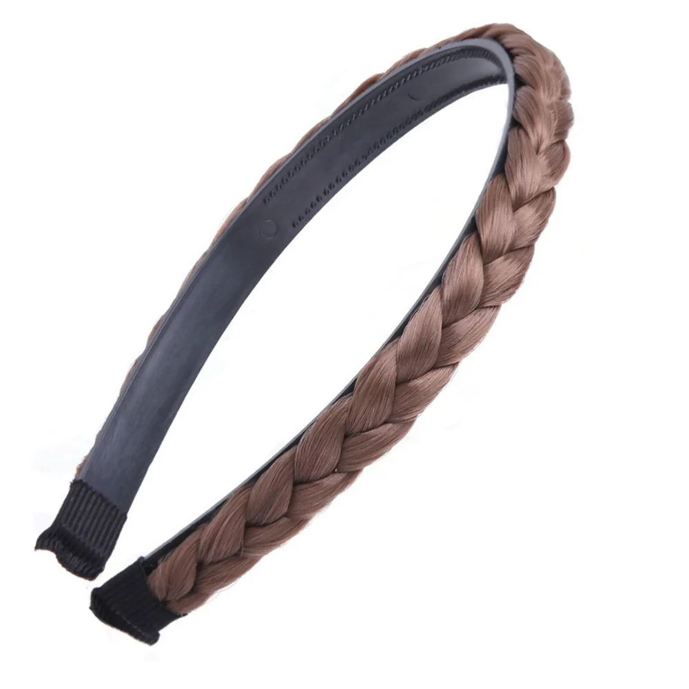 Braid Braided Hair Plaited Braided Headband Hair Accessioeies for Women Girls (Light Coffee)