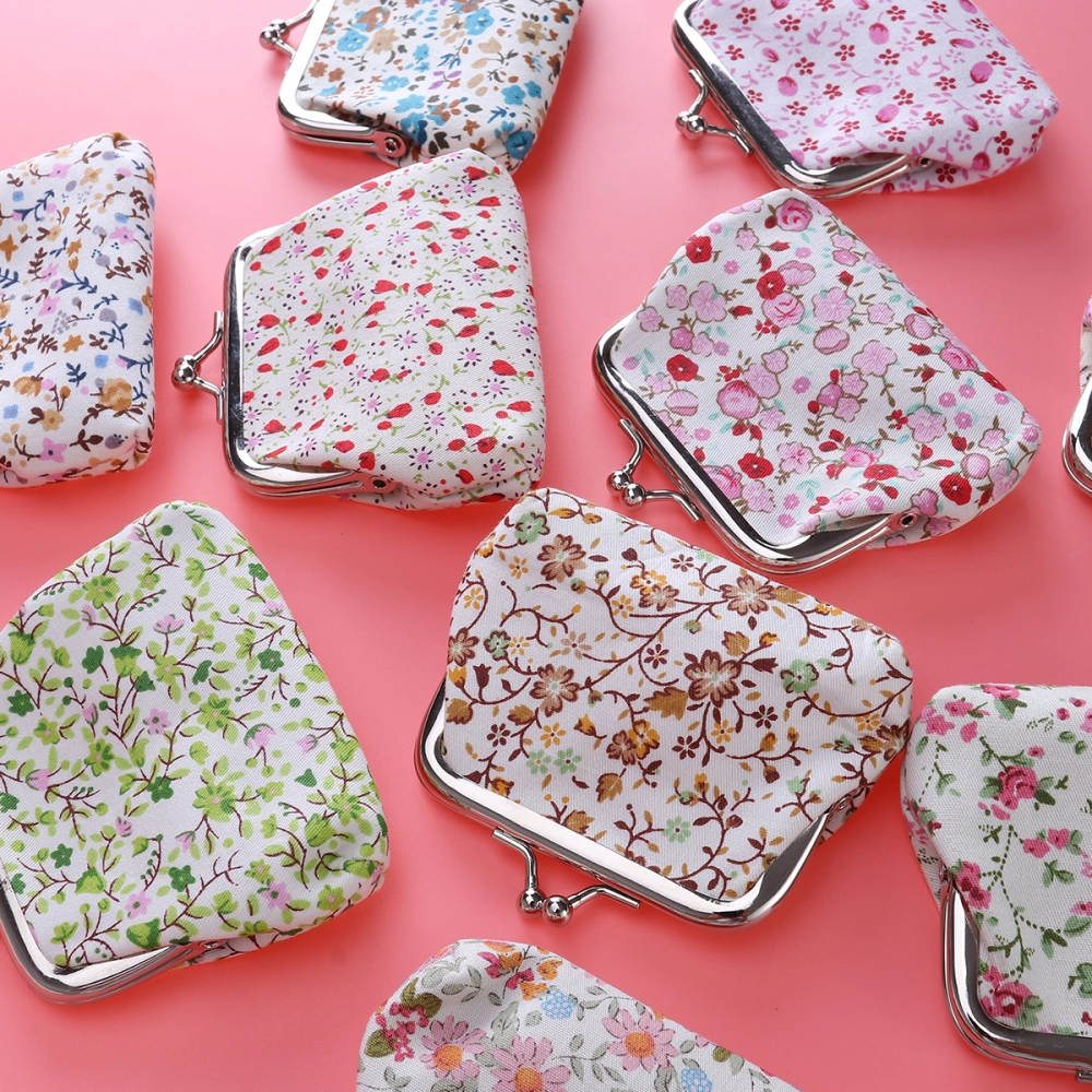 6pcs Short Wallet Floral Buckle Lady Coin Purse Key Bag Small Wallets for Women (Random Color)