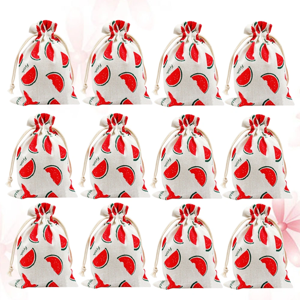 20pcs Jewelry Drawstring Bag Storage Bag Fruit Printing Drawstring Pouch Gift Bags for Outdoor Travel (7x9CM)