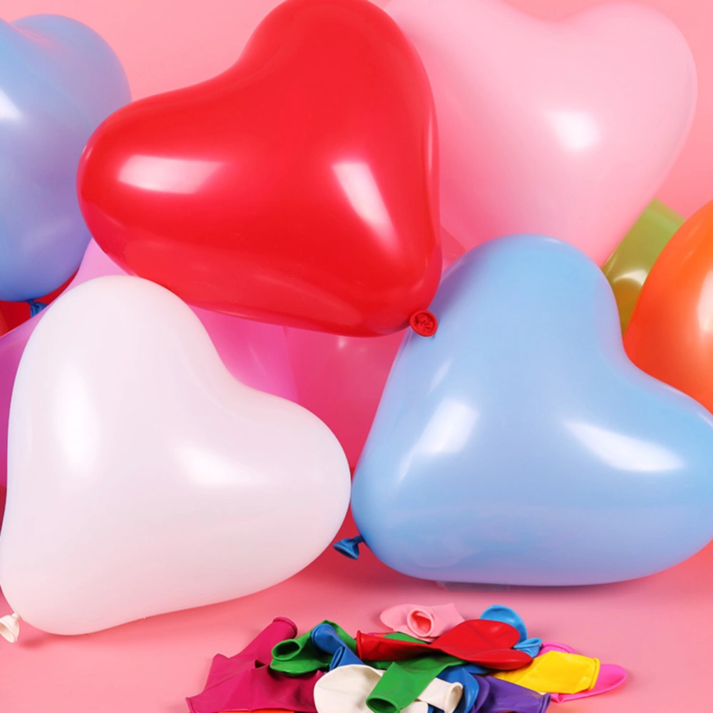 100pcs 11inch Heart Shape Latex Balloons for Party Birthday Wedding Decoration (Random Color)