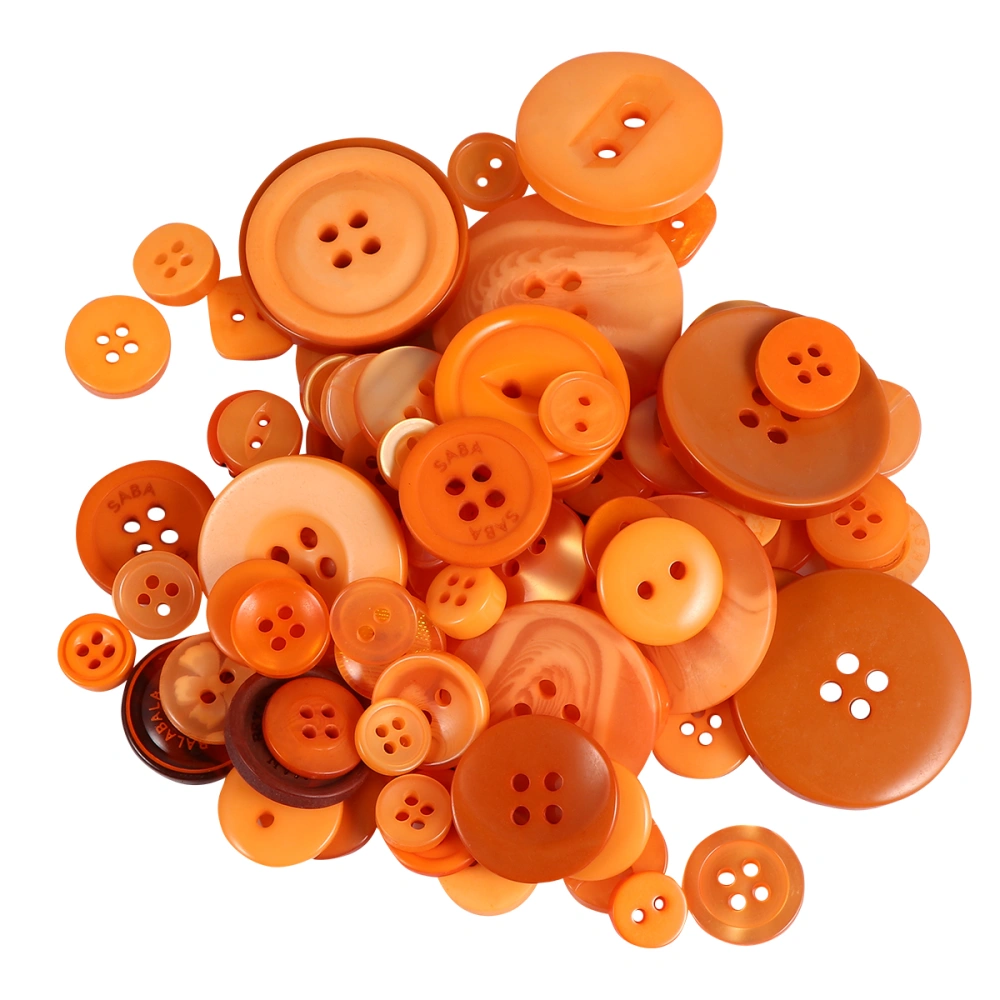 10 Bags/1000Pcs 7mm-35mm Multiple DIY Button Kits Handmade Buttons Painting Toys Resin Buttons Decals Decorative Crafts for DIY Sewing Clothes Shoes (Orange)