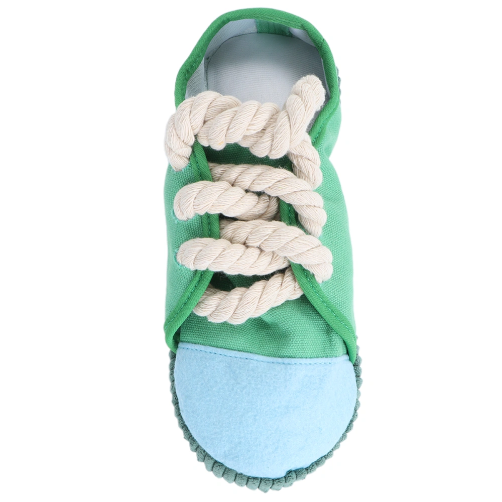 Green Creative Shoes Shape Squeaky Toy Durable Braided Rope Bite Toy Resistant Chewing Sound Playing Toy Pet Interactive Supplies