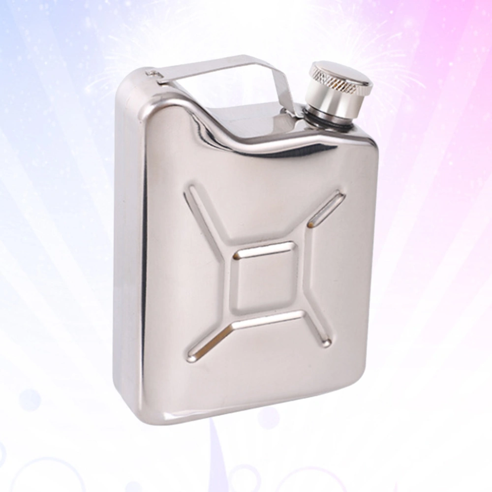 1pc Portable Stainless Steel Wine Box Pot Thicken Oil Container Wine Bottle for Outdoor (Silver)