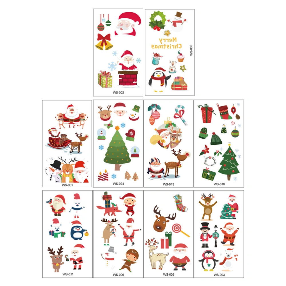 10pcs Disposable Stickers Cartoon Christmas Temporary Tattoos Decorative Kids Sticker