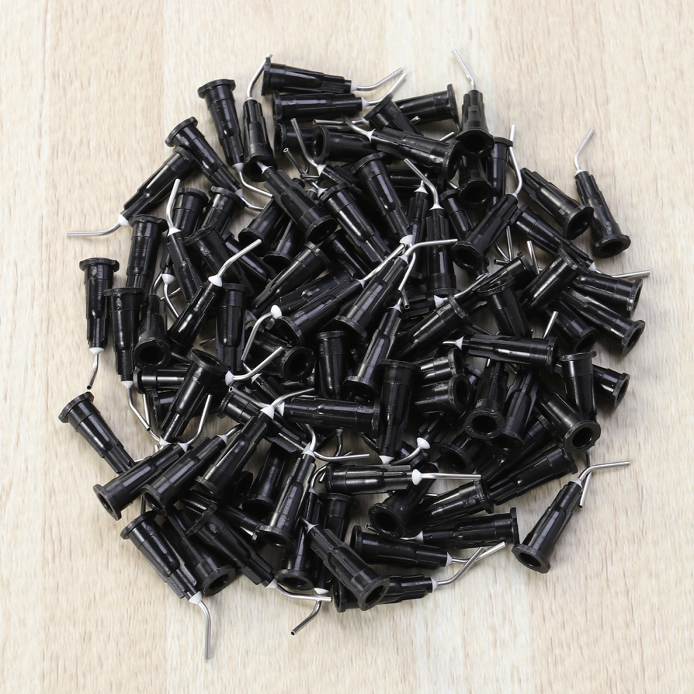 100PCS Resin Dental Bent Needles Tip Disposable Dental Composite Needles Dental Cleaning Tool (18G 1.2MM Black)