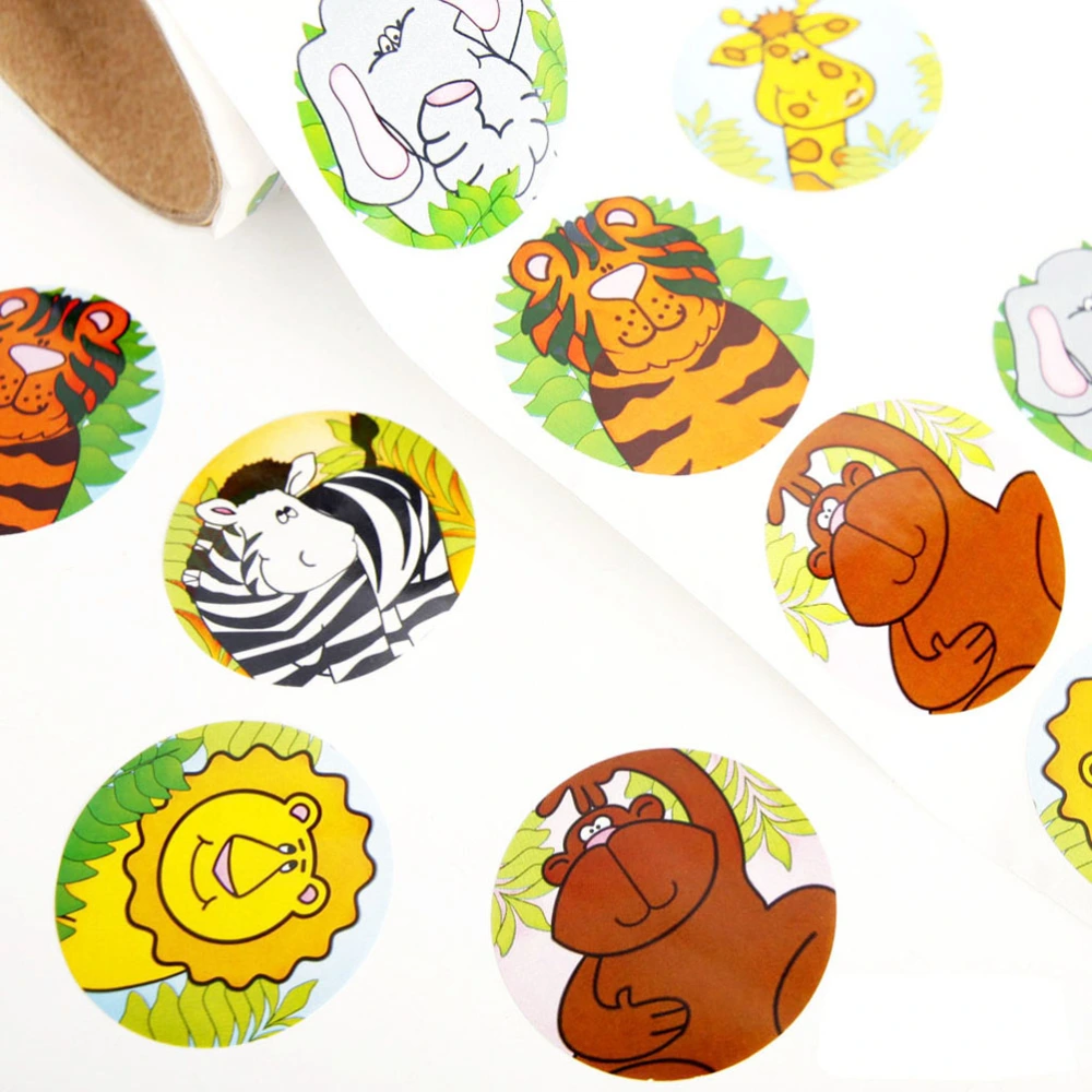 Roll of Cartoon Animal Style Stickers Decals for Holiday / Christmas / Birthday