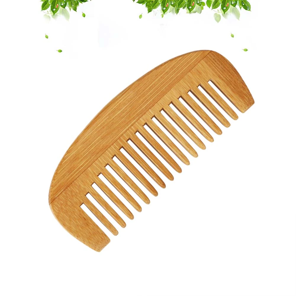 Bamboo Crescent Comb Anti-static Portable Hair Comb Massage Beard Comb Makeup Beauty Tool (12x5.2cm)