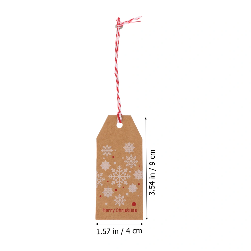 100pcs Christmas Retro Kraft Paper Hanging Tags with 10m Red Rope 10m Hemp Rope