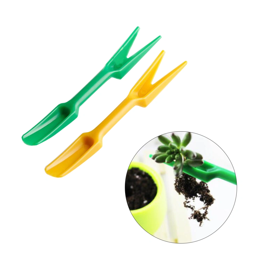 2pcs Plastic Mini Succulent Transplanting Tools Small Shovels for Transplanting Garden Tool (Yellow & Green)