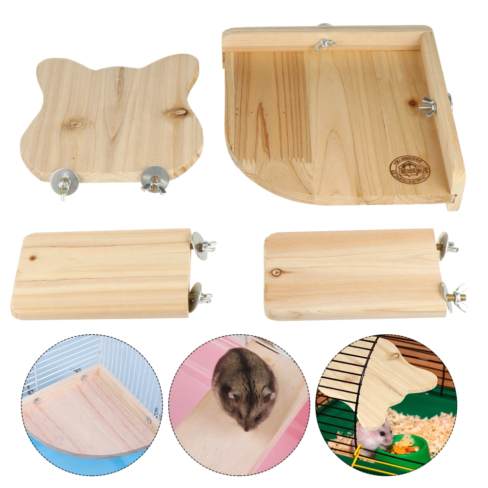 4pcs Wooden Hamster Platform Playthings Squirrel Springboard Toys Pet Supplies