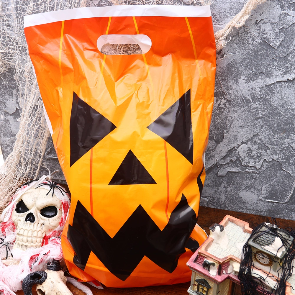 20 Pcs Halloween Candy Bags Jack-O-Lantern Orange Pumpkin Pout Expression Storage Bag PE Plastic Bag Ghost Festival Packing Bags