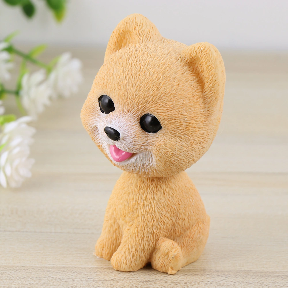 Car Shaking Dog Adornments Car Bobbleheads Shake Head Toy Resin Craftwork Baking Cake Decorations for Home Car Pomeranian Style