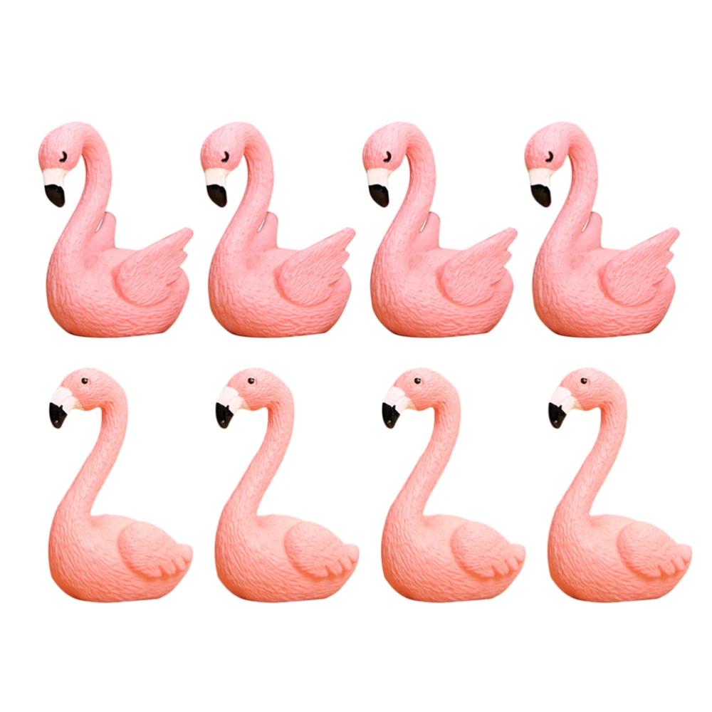 8pcs Miniature Flamingo Figurines PVC Cake Decoration DIY Landscape Ornament Accessories