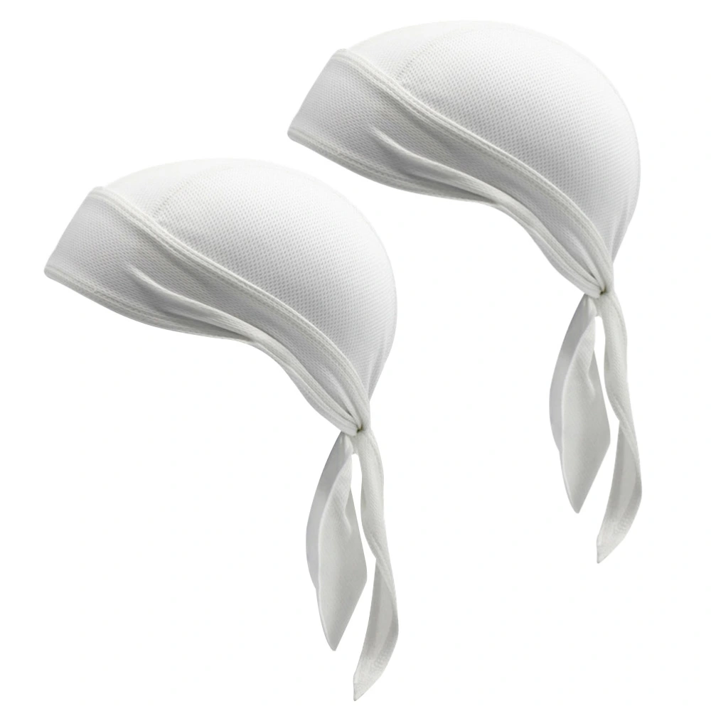 2PCS Riding Breathable Quick-Dry Head Wrap Sunscreen Hat Pirate Hat for Hiking Climbing Running Cycling (White)