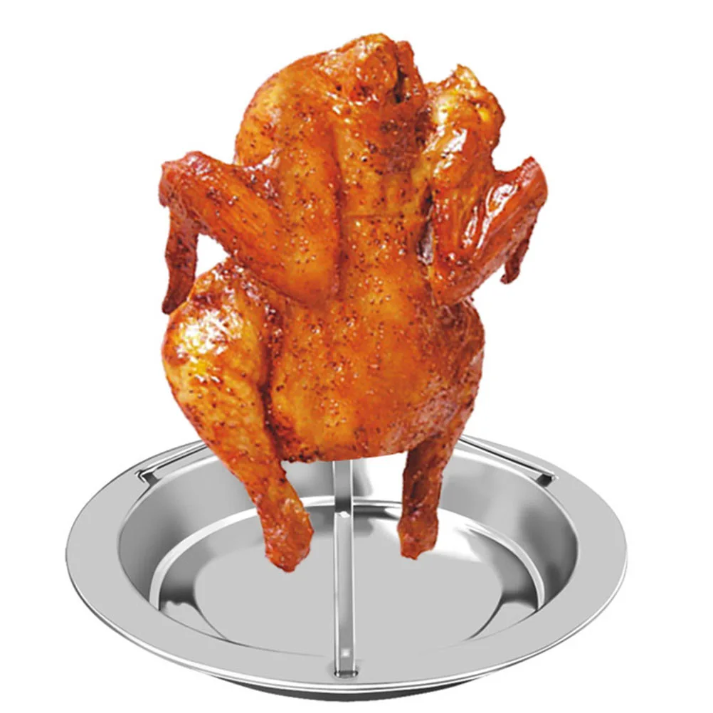 Detachable Chicken Roasting Pan Stainless Steel Chicken Grill Rack with Brush