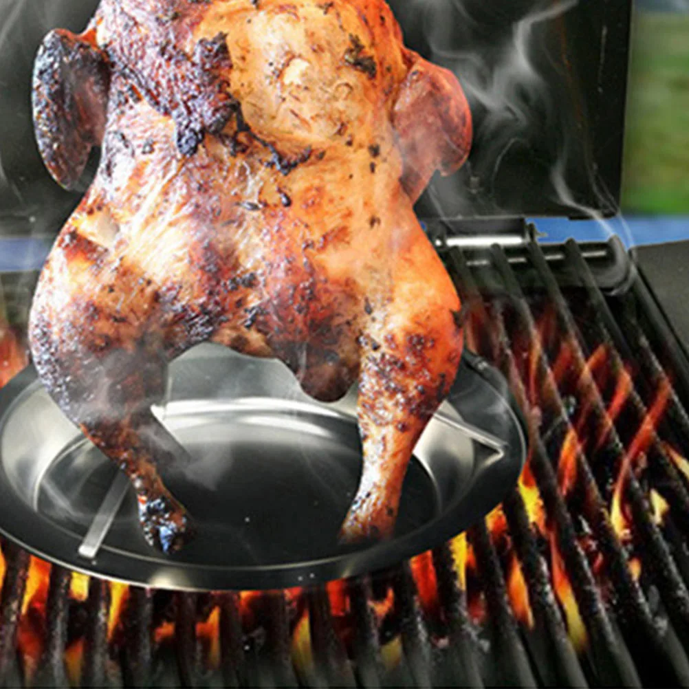 Detachable Chicken Roasting Pan Stainless Steel Chicken Grill Rack with Brush