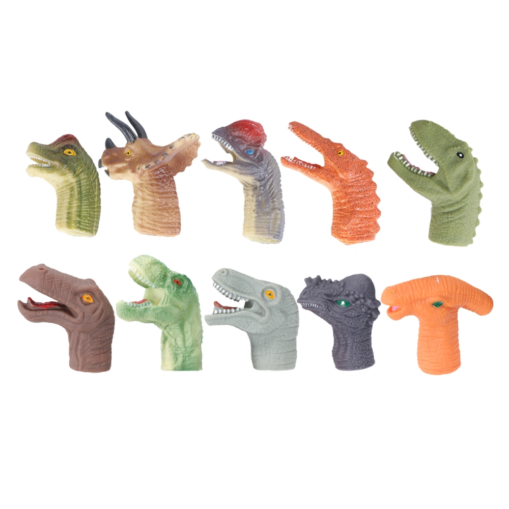 10pcs Cartoon Dinosaur Model Finger Puppet Creative Animal Finger Puppet Children Finger Puppet Toy Parent-child Interaction Toy for Kids (Random Style)