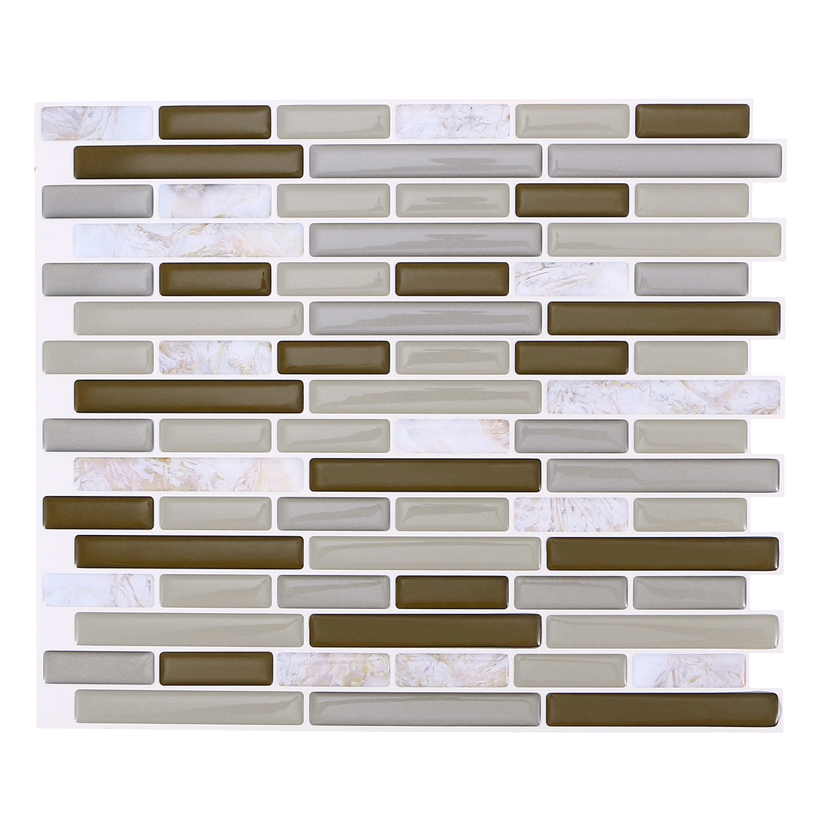 Self Adhesive Wall Tile Removable Waterproof Long Marble Design Peel and Stick Backsplash for Kitchen 28x23.5CM