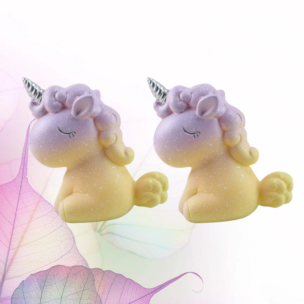 2PCS Plastic Unicorn Baking Cake Decor Cartoon Dream Angel Unicorn Decor Unicorn Decoration Creative Unicorn Figurine Ornament for Evening Party Home (Pink)