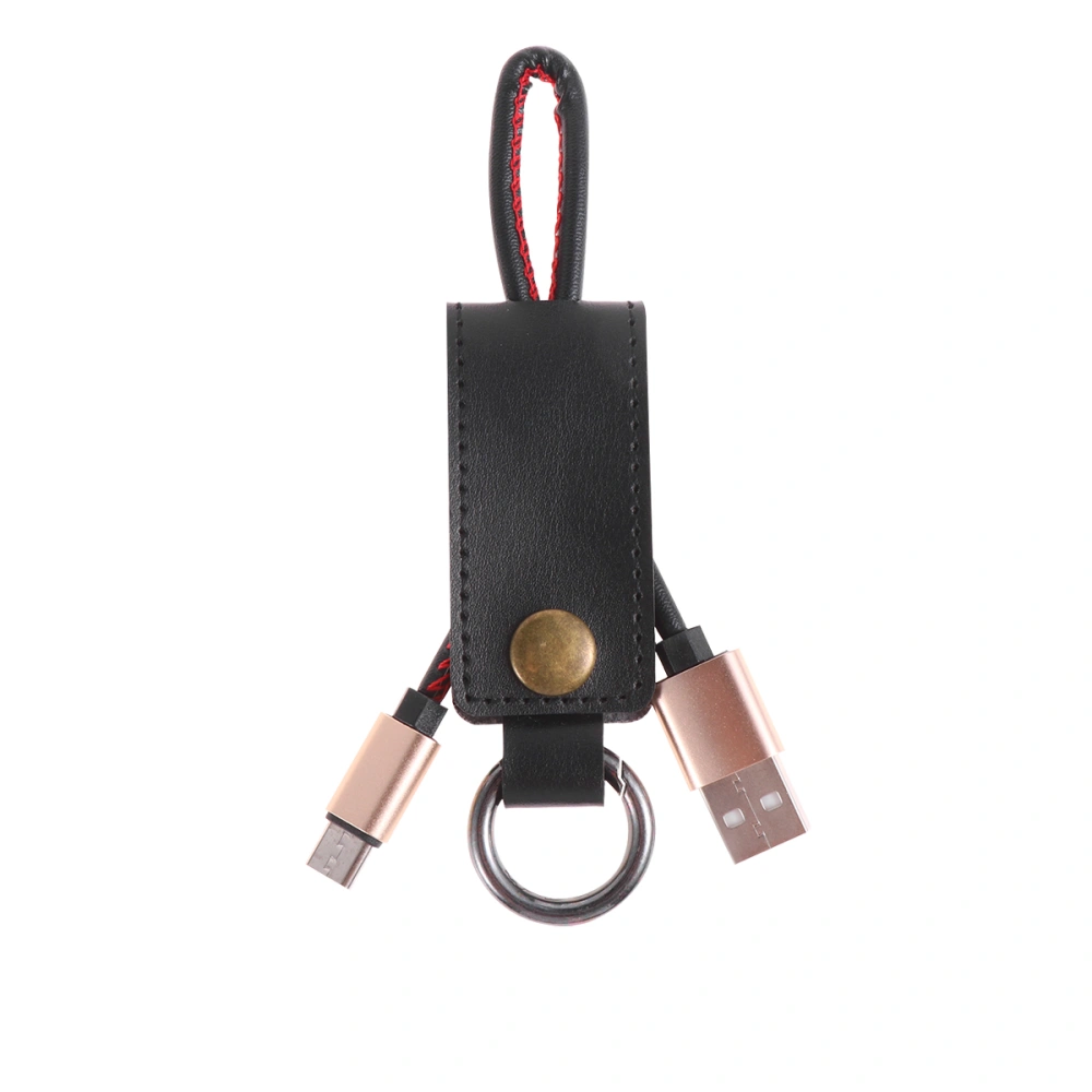 Portable PU Leather USB Charging Cable Keyring Data Cable Connector for Phone (Type C)