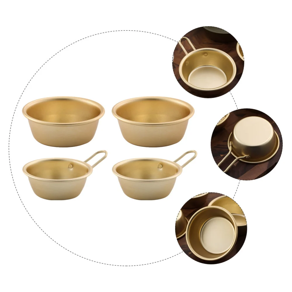 4Pcs Household Soup Bowls Drink Bowls Cold Wine Bowls Rice Wine Bowl (Golden)