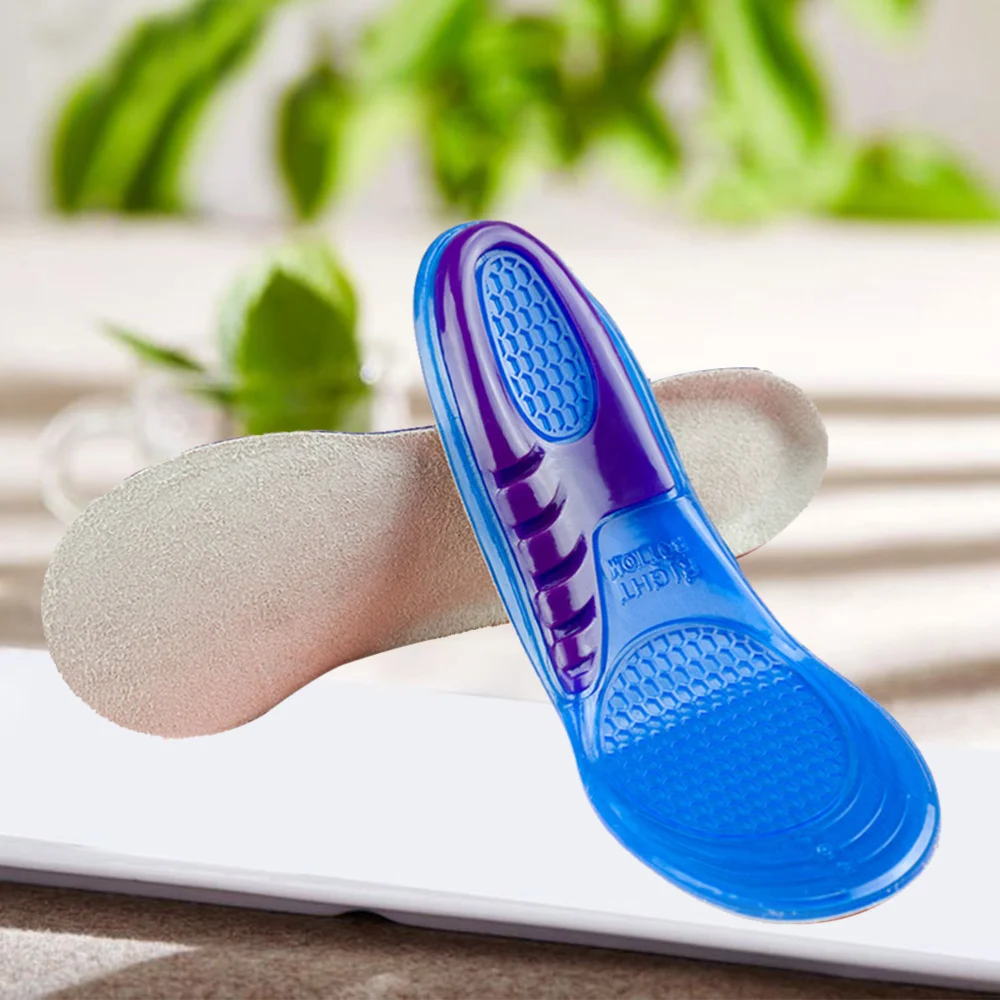 1 Pair High Elastic Insole Silicone Sports Insole Buffer Cushion Insoles for Men Women Sports S Size Blue