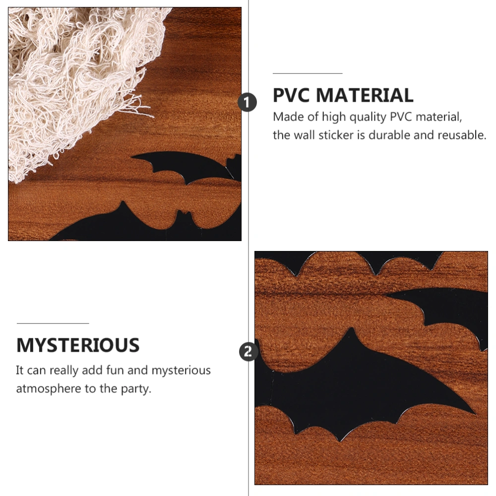 60pcs Creative 3D Bat Wall Stickers Halloween Horrible Wall Decor (Mixed Style)