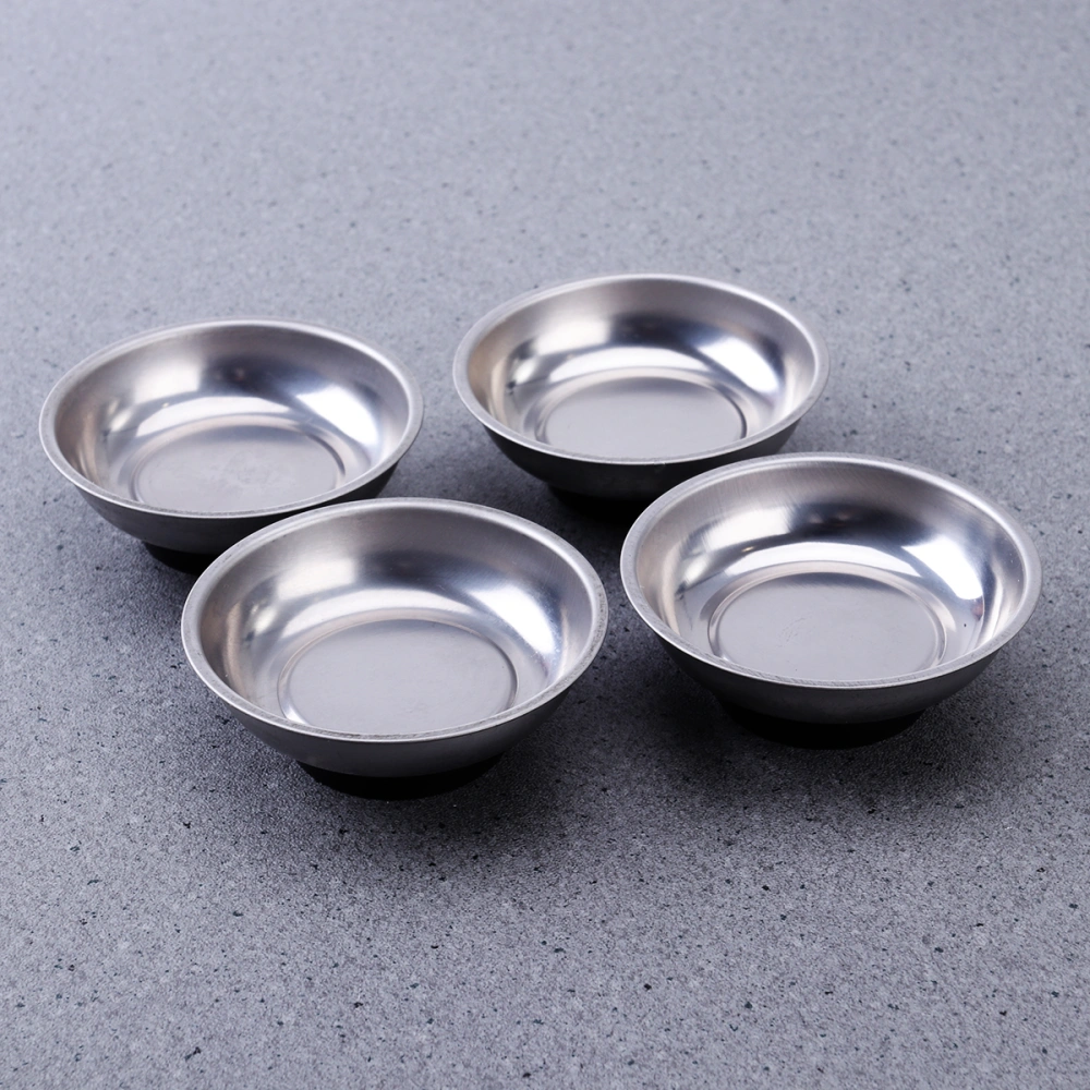 4 Pcs 3 Inch Stainless Steel Round Magnetic Parts Tray Bowl Screws Tools Parts Tray Holder