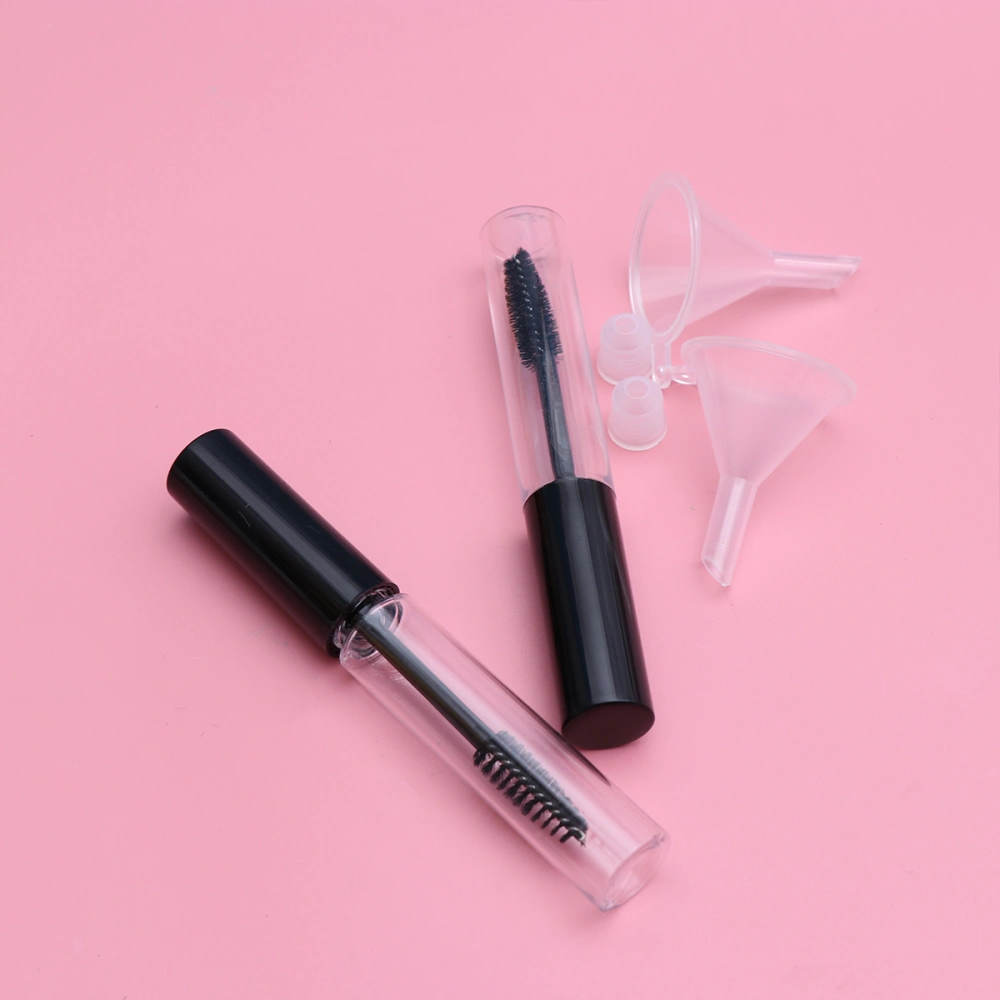 2pcs 10ml Empty Mascara Tube with Eyelash Wand and 2pcs Funnels Set DIY Mascara Container with Eyelash Cream Container