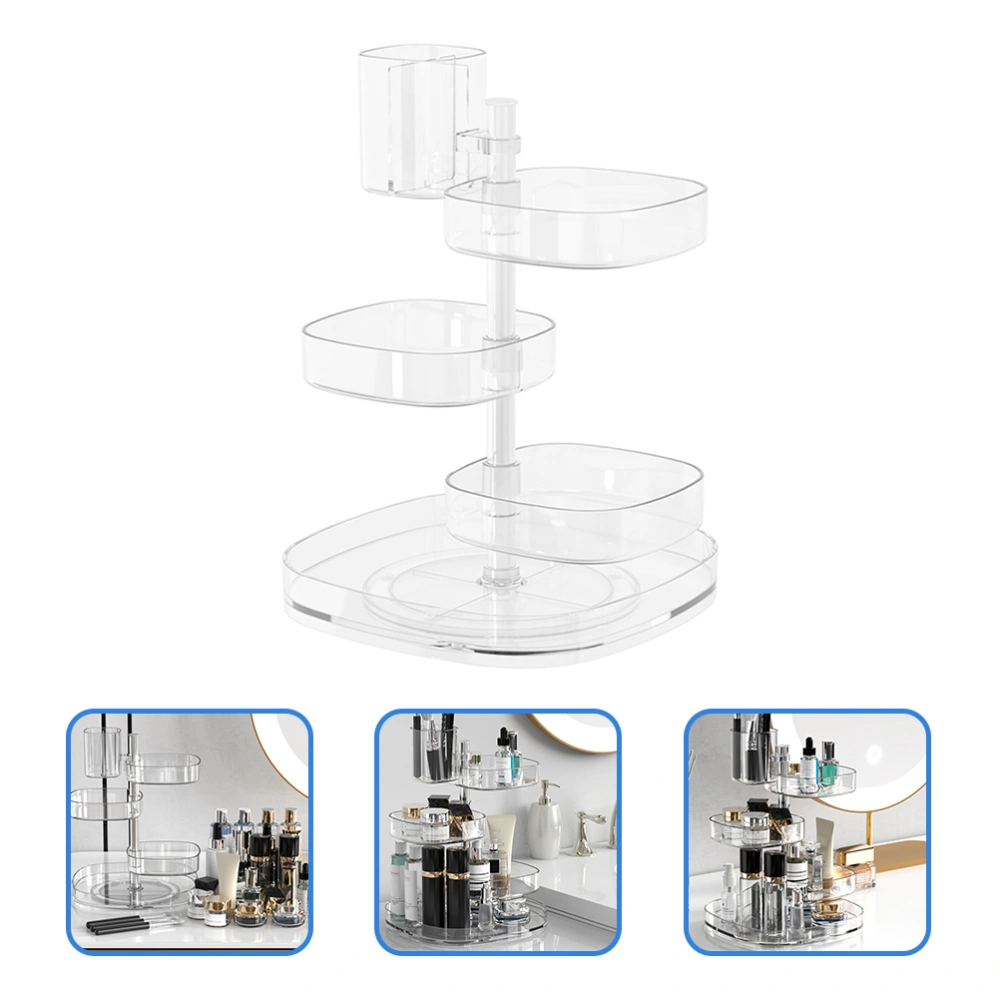 Rotary Cosmetic Box Transparent Rotating Shelf Tabletop Cosmetic Organizer Bathroom Storage Rack