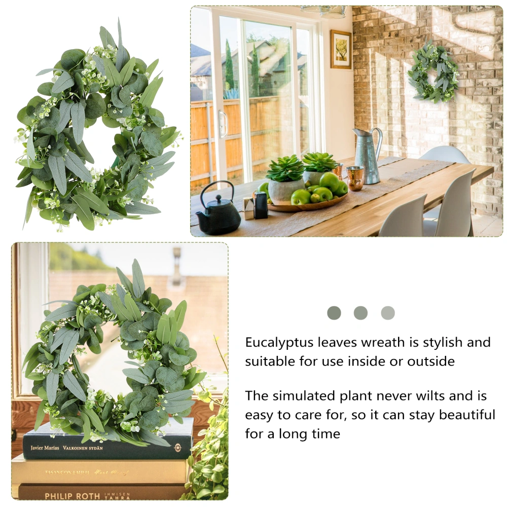 1pc Eucalyptus Leaf Simulated Wreath Holiday Hone Door Pendant (Assorted Color)