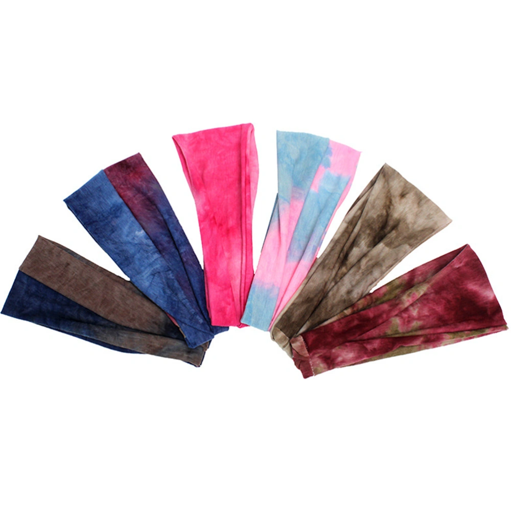 5Pcs Elastic Yoga Headband Fitness Hair Sports Headwrap Candy Color Hair Band  (Color Mixing)