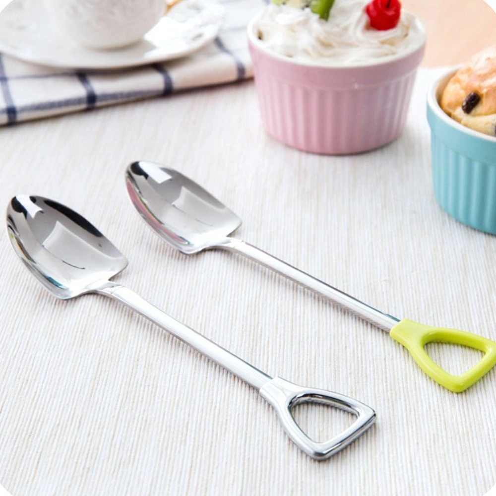 3pcs Spade-Shaped Stirring Spoon Simple Stirring Spoon Small Coffee Stirrer for Store Home Bar (Random Style Green)