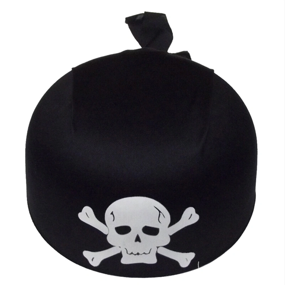 Unisex Halloween White Skull Ball Party Supply Round Pirate Hat Pirate Costumes Accessory (Black)