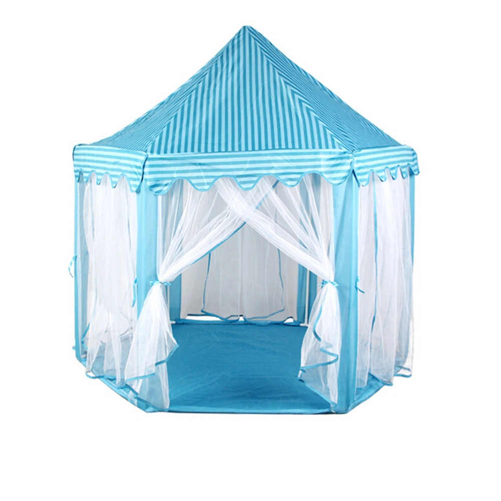 Hexagon Playhouse Girls Castle Children Kids Large Indoor Play Tent (Blue)