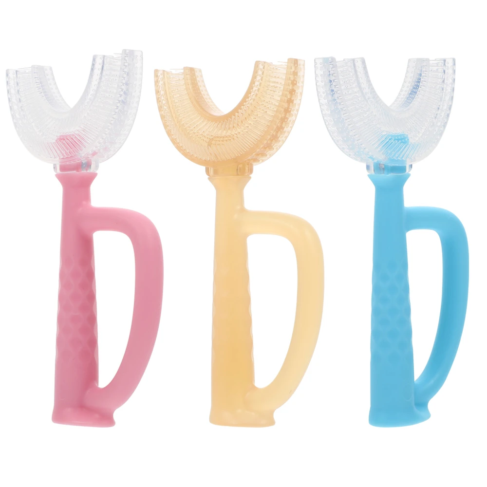 3pcs U Shaped Manual Toothbrushes Child Oral Cleaning Toothbrushes Oral Cleaners