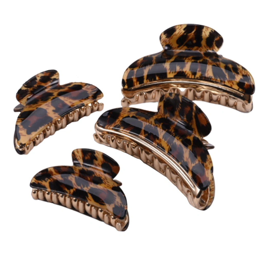 4pcs Acrylic Leopard Hair Clip Hair Claw Large Hair Jaw Clip Hair Accessory for Lady Girls (9cm and 7cm for Each 2PCS)