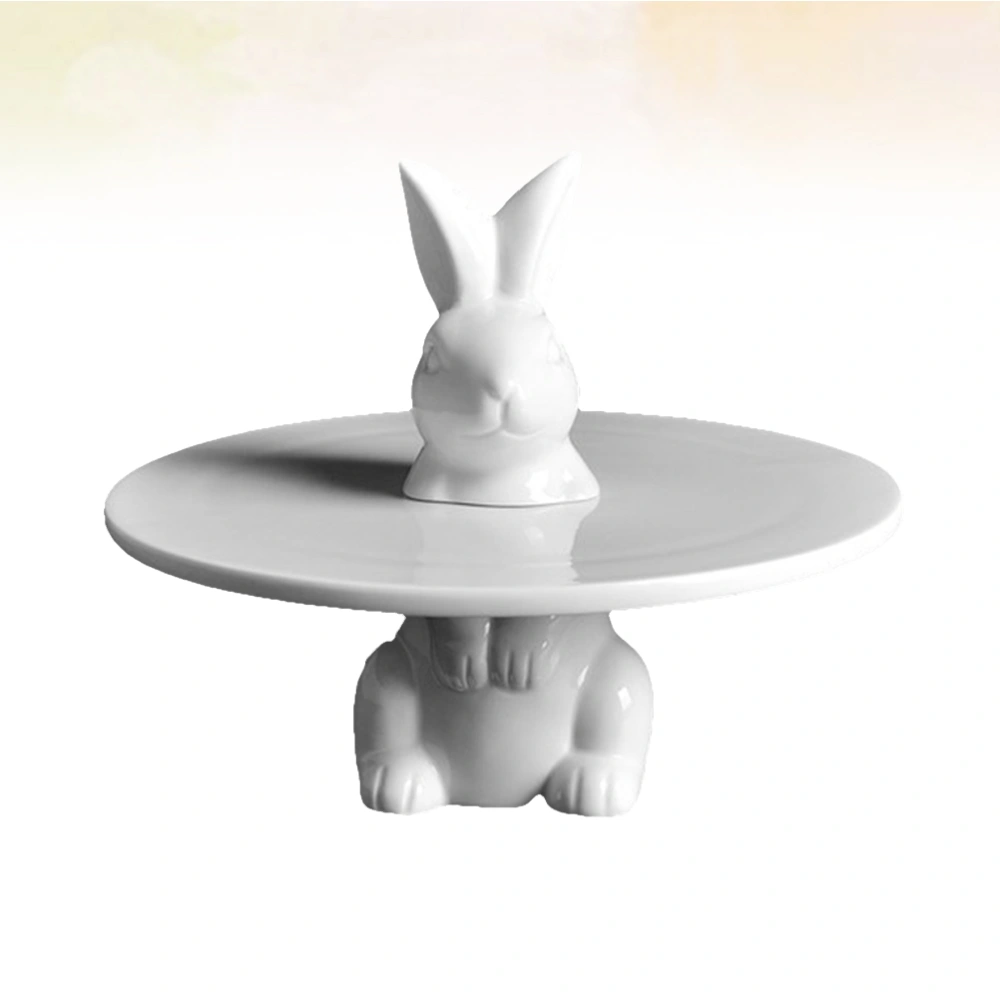 Afternoon Tea Cake Rack Rabbit Round Birthday Cake Tray Creative Wedding Cake Ceramic Rack (20x20x16cm)