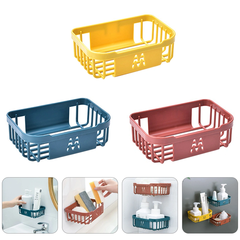 3pcs ABS Paper Rack Wall Tissue Basket Punch Free Paper Rack Bathroom Wall Rack