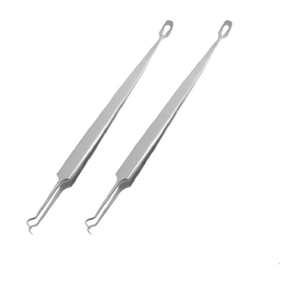 Double Hooks Tweezers Acne Needles Stainless Steel Blackhead Remover Pimple Clip Silver