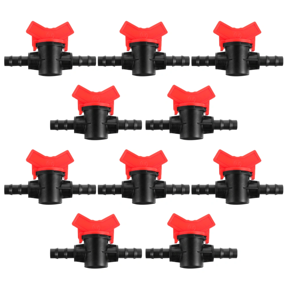 10pcs Ball Valves Hose Barbed Tube Connectors Garden Irrigation Fittings (Red)