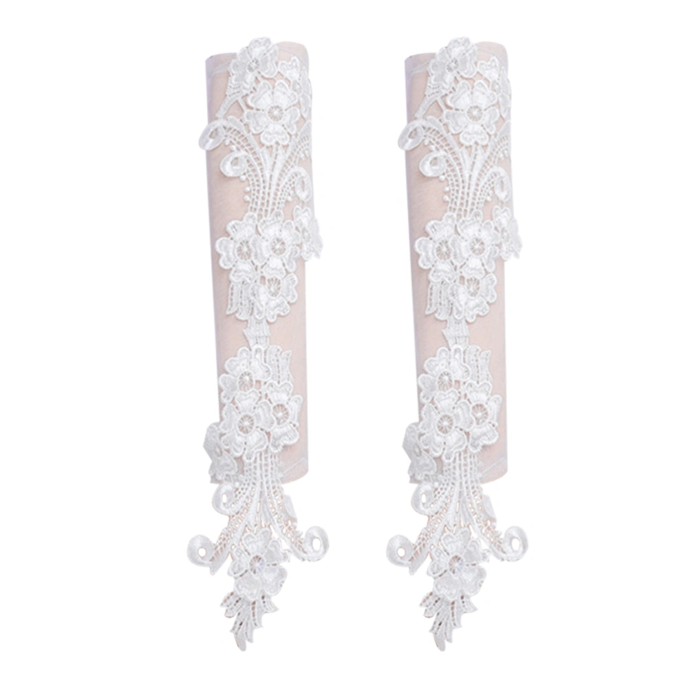 1 Pair Elegant Wedding Gloves Flower Lace Gloves Bridal Dress Gloves Wedding Supplies (White)