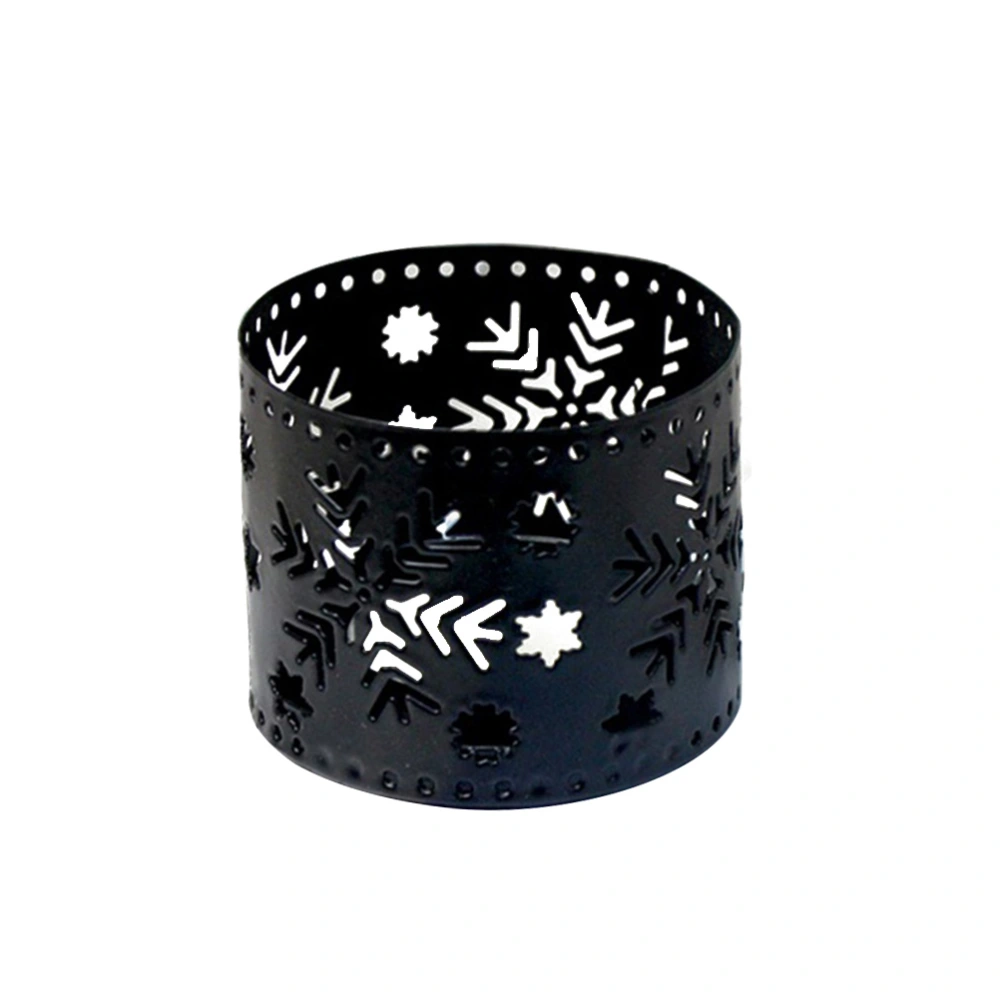 Christmas Candle Holders Iron Hollow Candle Holders Desktop Pen Holder Party Decoration - Snowflake (Black)