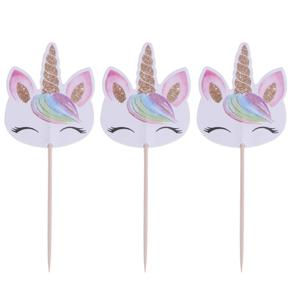 24pcs Unicorn Cake Cupcake Toppers Picks Adorable Cake Decorating Supplies for Kids Children Birthday Party