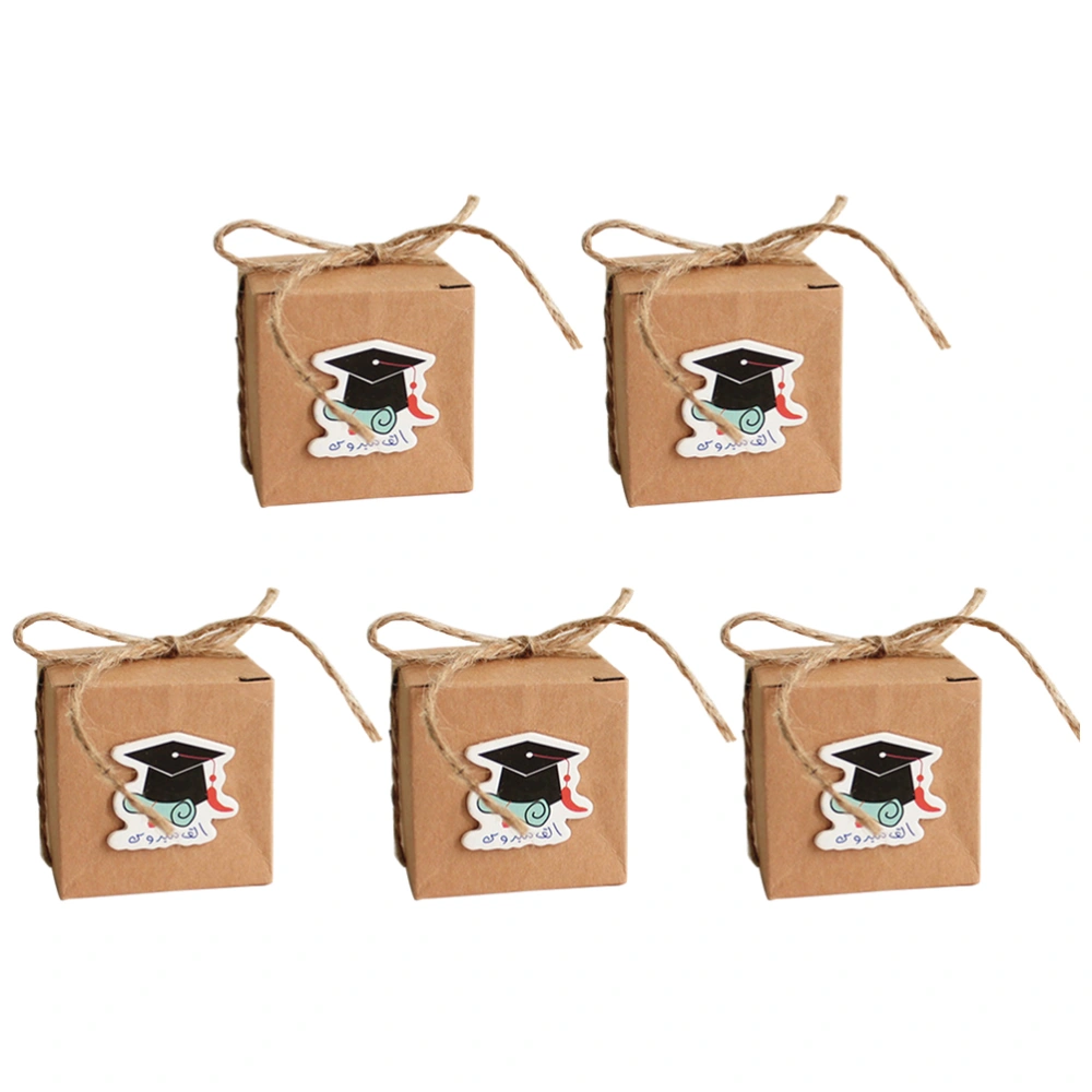 20PCS Vintage Kraft Paper Graduation Candy Treat Boxes Gift Boxes with Doctoral Tag for Graduation Party Favors (Blue)