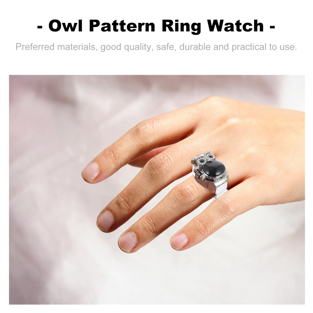 Retro Owl Pattern Finger Watch Creative Gift Watch Decorative Small Ring Watch