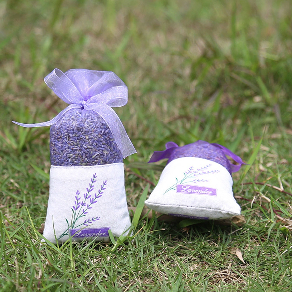 20pcs Empty Sachets Bag Flower Printing Fragrance Lavender Sachet Bag Purse (Dark Purple)